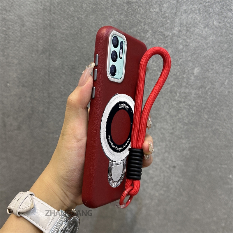 Ốp Lưng Cho OPPO RENO 6Z 5G Reno 6 5G RENO 5Z 5G RENO 6 4G Vỏ Điện Thoại Họa Tiết Da Màu Cao Cấp Giá Đỡ Điện Thoại Kim Loại Thẩm Mỹ Miễn Phí Và Tinh Tế Dây