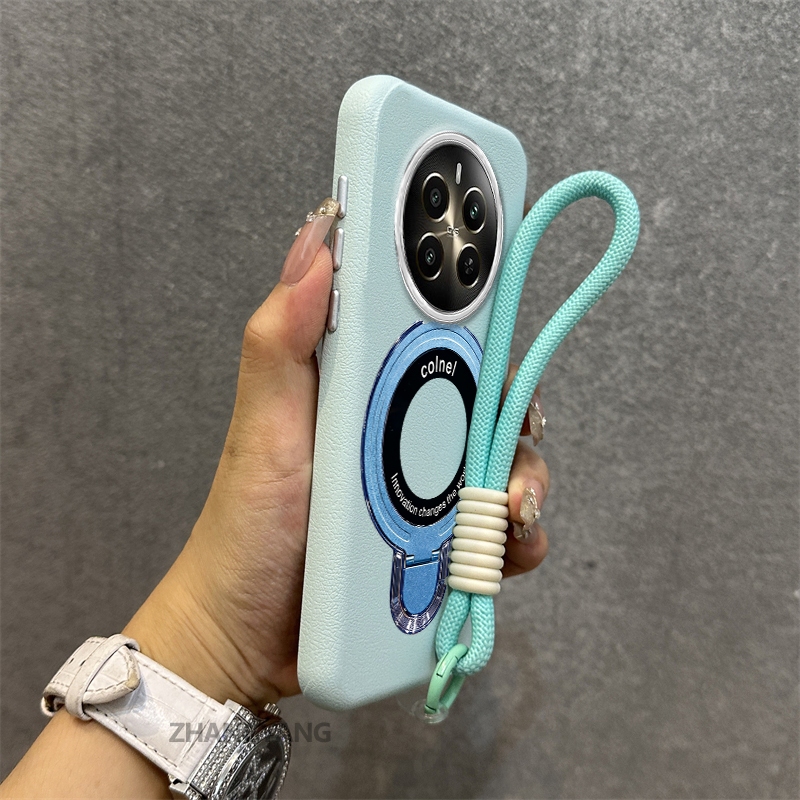 Ốp Lưng Cho realme 12 5G 12x 5G 12 Pro 12 Pro Plus Vỏ Điện Thoại Họa Tiết Da Màu Cao Cấp Giá Đỡ Điện Thoại Kim Loại Thẩm Mỹ Miễn Phí Và Tinh Tế Dây