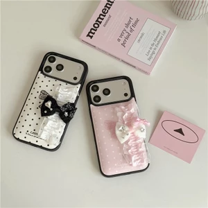 IPhone 17 Pro Max 16 pro max Dot-pattern dây đeo cổ tay họa tiết Vỏ điện thoại chất liệu PU