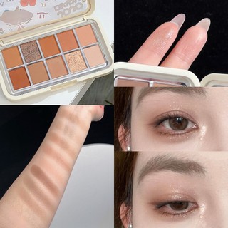 Bảng phấn mắt 10 màu JOJO DIARY - Matte Pearlescent Natural Độ bão hòa thấp Earth Brown Tone để trang điểm mắt hàng ngày JJ324