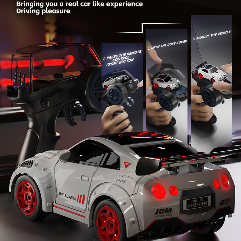 1: 64 Mini GTR RC Drift Car 2.4GHz Máy Tính Để Bàn Điều Khiển Từ Xa Đua Xe Đồ Chơi Xe Có Điều Khiển Ánh Sáng & Tốc Độ