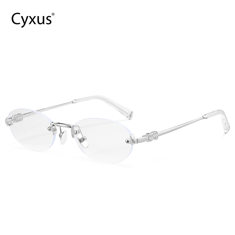 Cyxus Kính Bảo Vệ Mắt Chống Ánh Sáng Xanh Gọng Oval Kim Loại Không Viền Chống Tia UV Phù Hợp Mọi Người 8295