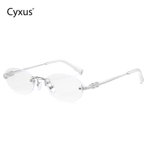 Cyxus Kính Bảo Vệ Mắt Chống Ánh Sáng Xanh Gọng Oval Kim Loại Không Viền Chống Tia UV Phù Hợp Mọi Người 8295