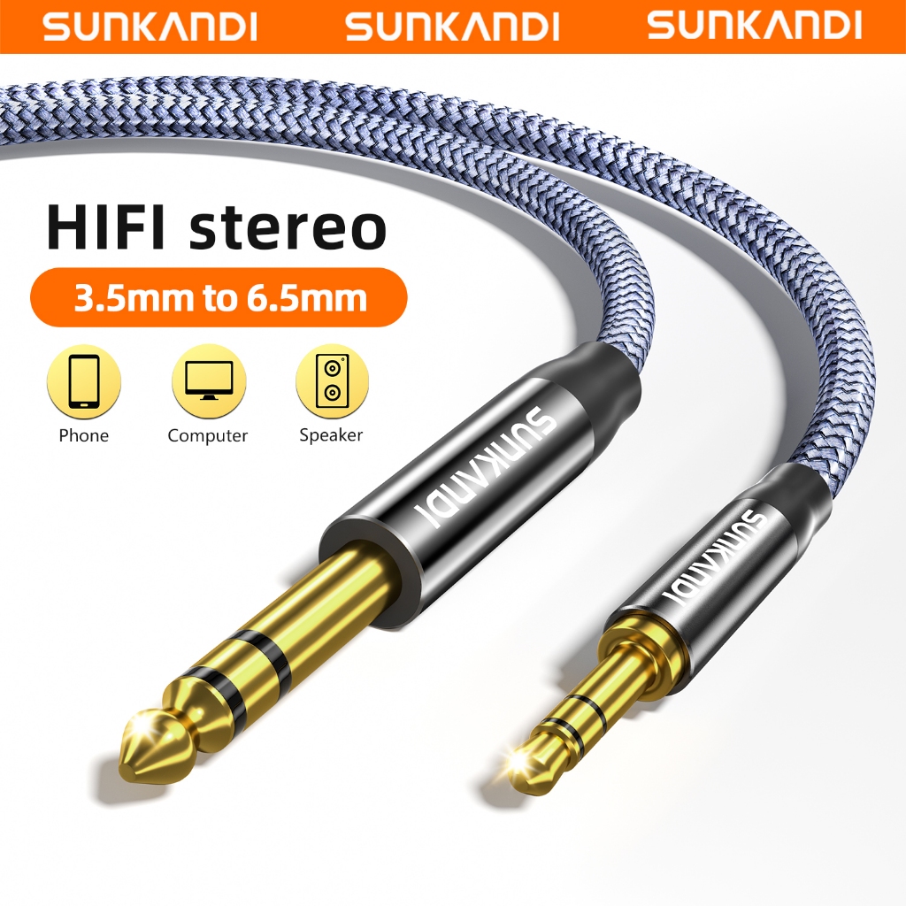 SUNAKKNDI 3.5mm đến 6.35mm TRS Cáp âm thanh AUX cho điện thoại PC Máy ...