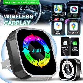 Mới 4in1 Android IOS Tự Động Không Dây Carplay Adapter Gương Liên Kết Màn Hình Airplay Bluetooth WiFi Kết Nối Thông Minh Nâng Cấp Carplay Adapter