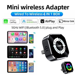 Mới 4in1 Android IOS Tự Động Không Dây Carplay Adapter Gương Liên Kết Màn Hình Airplay Bluetooth WiFi Kết Nối Thông Minh Nâng Cấp Carplay Adapter