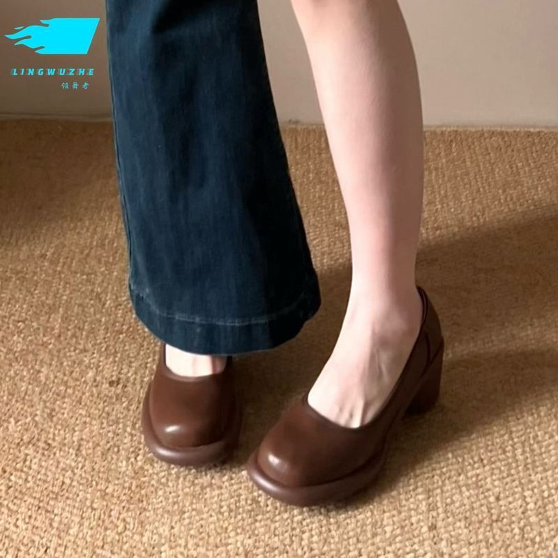 【✨Spot】Giày mary jane mũi tròn đế mềm phong cách retro dành cho nữ/Giày cao gót đế dày thời trang