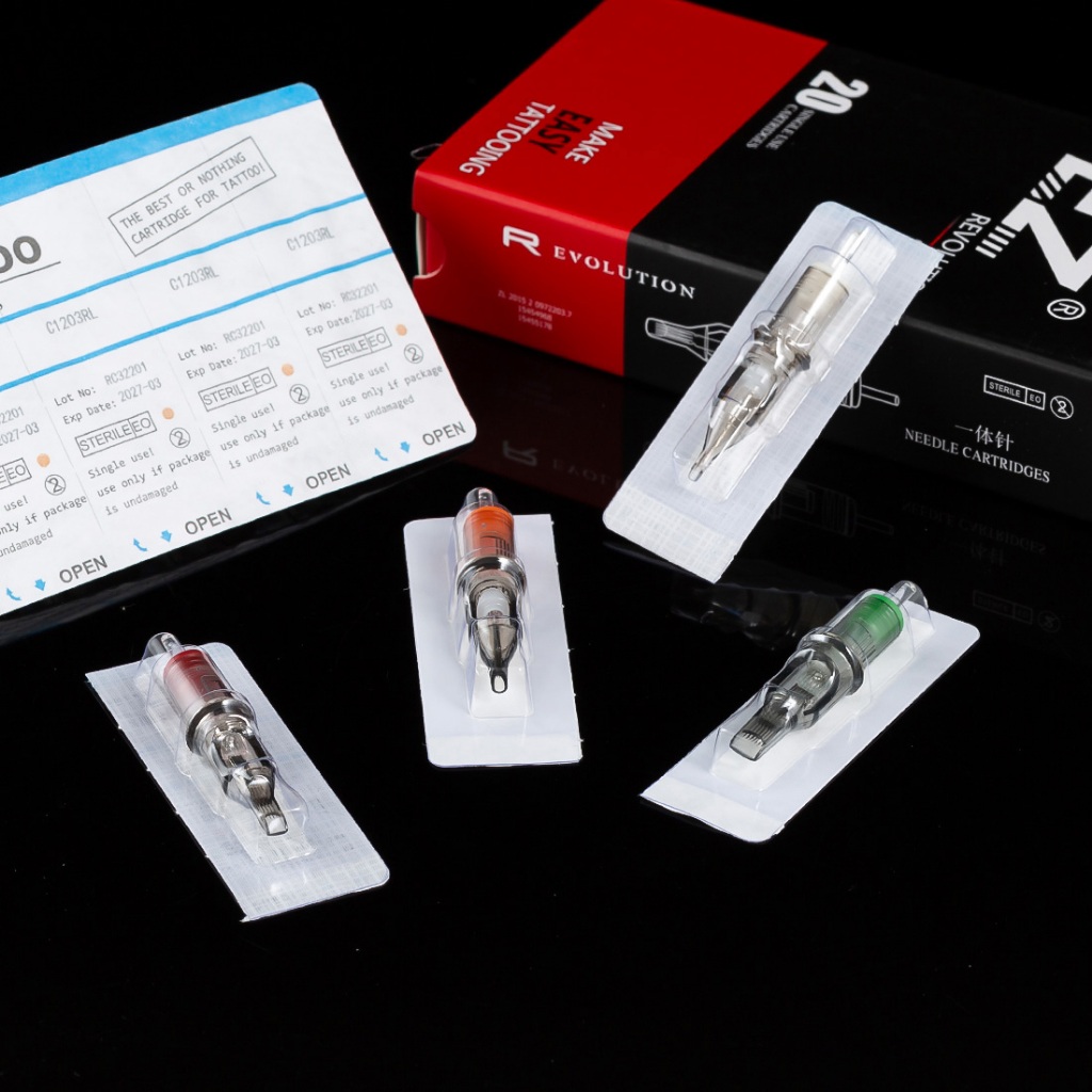 EZ RC Tattoo Cartridge Kim xăm #10 0.30m m #12 0.35mm Vòng Lót / Bóng Tròn Thường Trực Makup Tattoo Phụ Kiện 20 Cái / Hộp