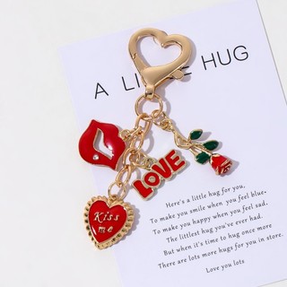 Khá Trái Tim Túi Hoa Hồng Men Móc Khóa Hoa Tình Yêu Cây Móc Khóa Dành Cho Nữ Cô Gái Quà Tặng Ngày Lễ Tình Nhân Bộ Trang Sức Handmade