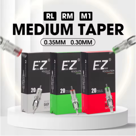 EZ RC Tattoo Cartridge Kim xăm #10 0.30m m #12 0.35mm Vòng Lót / Bóng Tròn Thường Trực Makup Tattoo Phụ Kiện 20 Cái / Hộp