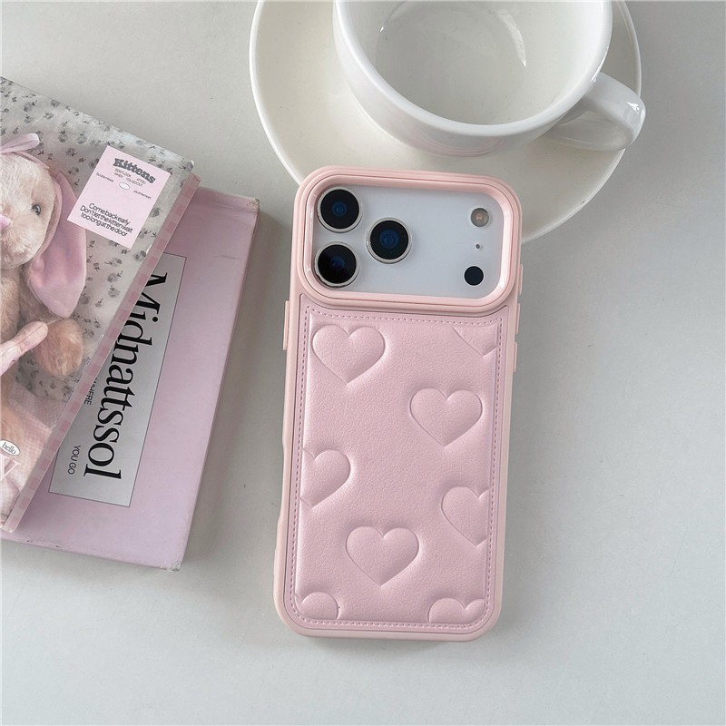 IPhone 17 Pro Max 16 pro max Dập họa tiết tình yêu Vỏ điện thoại chất liệu PU