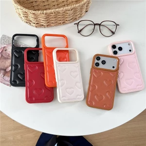 IPhone 17 Pro Max 16 pro max Dập họa tiết tình yêu Vỏ điện thoại chất liệu PU