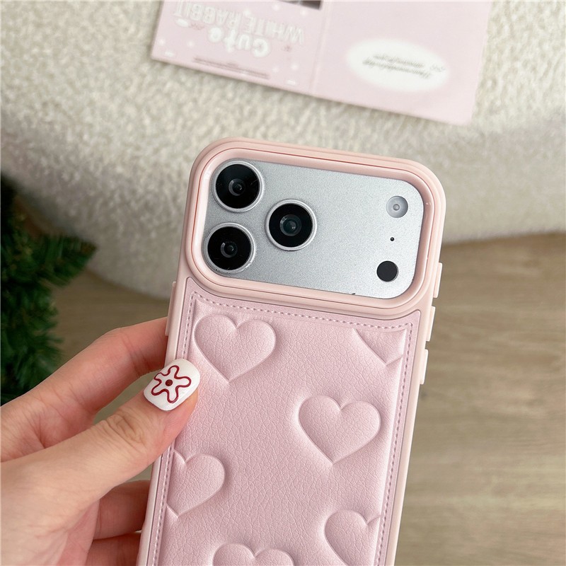 IPhone 17 Pro Max 16 pro max Dập họa tiết tình yêu Vỏ điện thoại chất liệu PU