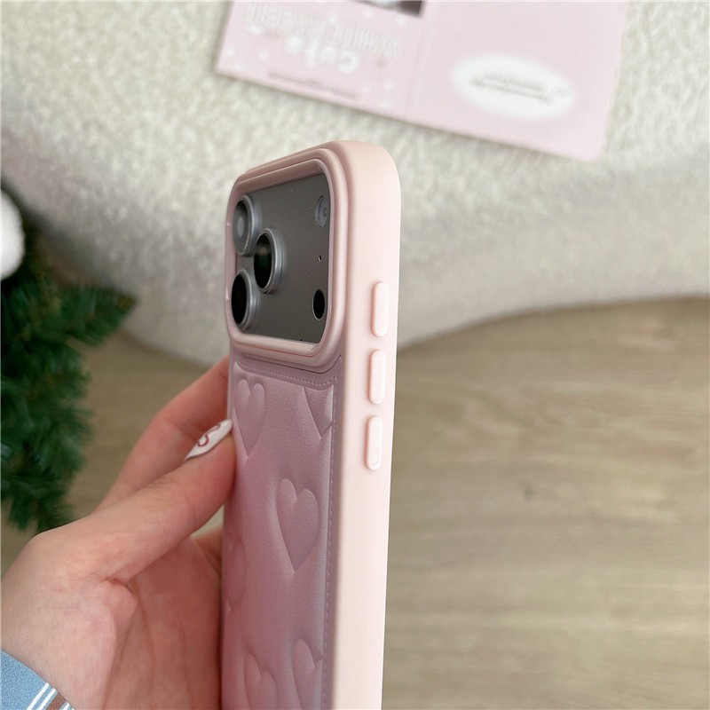 IPhone 17 Pro Max 16 pro max Dập họa tiết tình yêu Vỏ điện thoại chất liệu PU