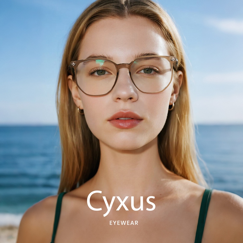 Cyxus Kính Chống Ánh Sáng Xanh Unisex Gọng Vuông TR90 Kim Loại Bảo Vệ Mắt Học Tập Làm Việc Giải Trí 8290