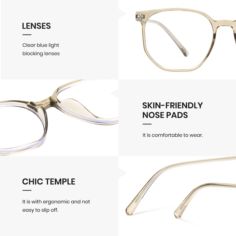 Cyxus Kính Chống Ánh Sáng Xanh Unisex Gọng Vuông TR90 Kim Loại Bảo Vệ Mắt Học Tập Làm Việc Giải Trí 8290