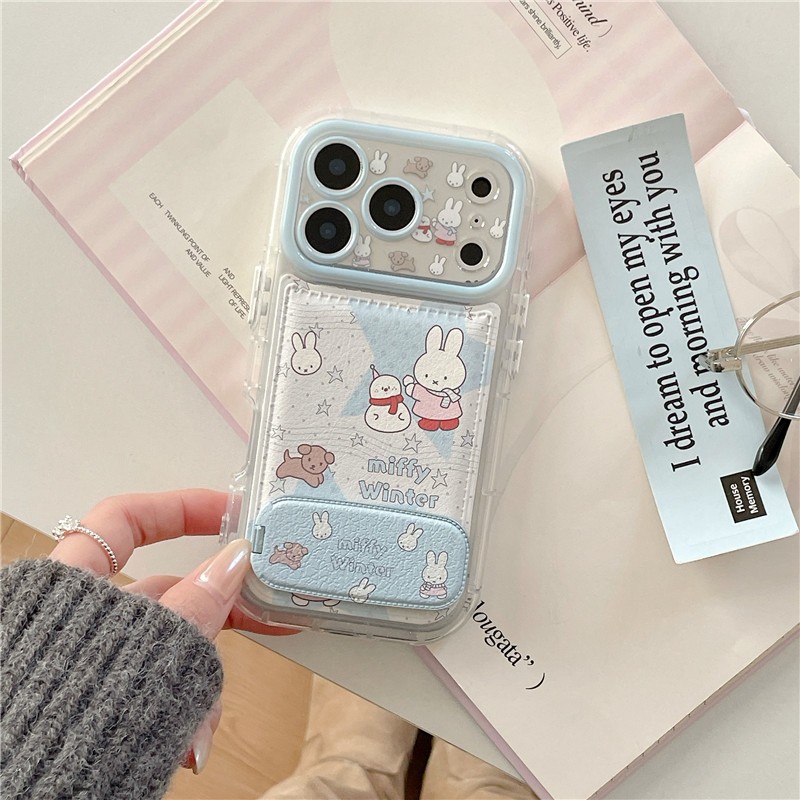 Ốp điện thoại chất liệu PU họa tiết thỏ tuyết cho iPhone 17 Pro Max 16 pro max