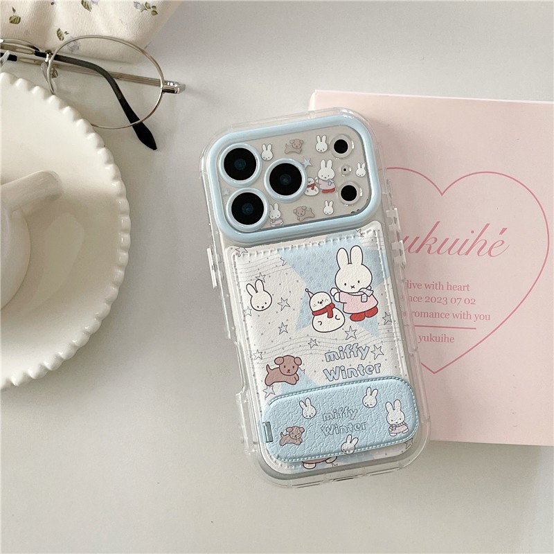 Ốp điện thoại chất liệu PU họa tiết thỏ tuyết cho iPhone 17 Pro Max 16 pro max