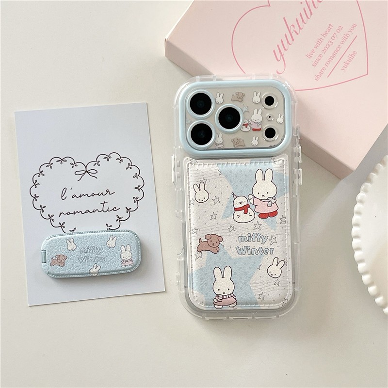 Ốp điện thoại chất liệu PU họa tiết thỏ tuyết cho iPhone 17 Pro Max 16 pro max