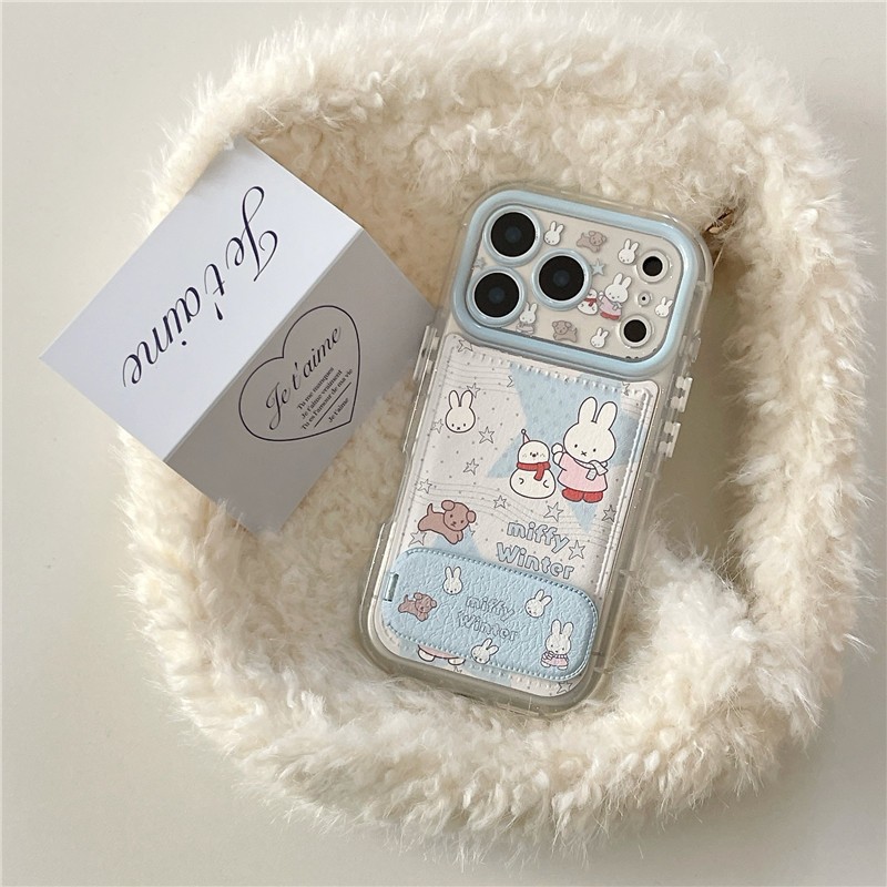 Ốp điện thoại chất liệu PU họa tiết thỏ tuyết cho iPhone 17 Pro Max 16 pro max