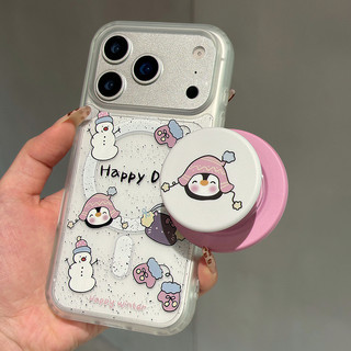 Ốp lưng hình chim cánh cụt và người tuyết cho iPhone 11 12 Pro 13 Pro Max 15 Pro Max 14 16 Pro 16 Plus 17 Air 17 Pro 17 Pro Max