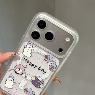 Ốp lưng hình chim cánh cụt và người tuyết cho iPhone 11 12 Pro 13 Pro Max 15 Pro Max 14 16 Pro 16 Plus 17 Air 17 Pro 17 Pro Max