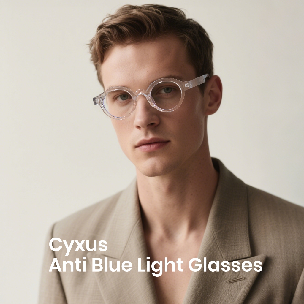 Cyxus Kính Cận Tròn Chống Ánh Sáng Xanh Nam Gọng Tròn Phong Cách Nhật Bản Bảo Vệ Mắt Khỏi Bức Xạ Máy Tính 8271