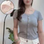Áo thun ngắn tay có ren Modal dành cho nữ Áo thun trơn màu trơn thể thao cổ tròn có độ đàn hồi cao
