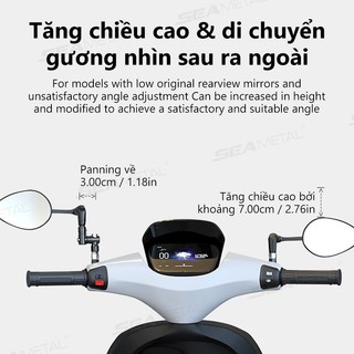 SEAMETAL Xe Máy Gương Gắn Xe Máy Gương Chiếu Hậu Nối Dài Powersports Tay Cầm Phụ Kiện Dành Cho Nam Nữ Gia Đình Ngoài Trời