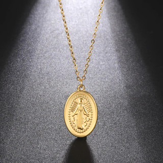 Dây chuyền hình Đức Trinh Nữ Maria mặt thép không gỉ - Món quà phước lành cho người theo đạo Công Giáo