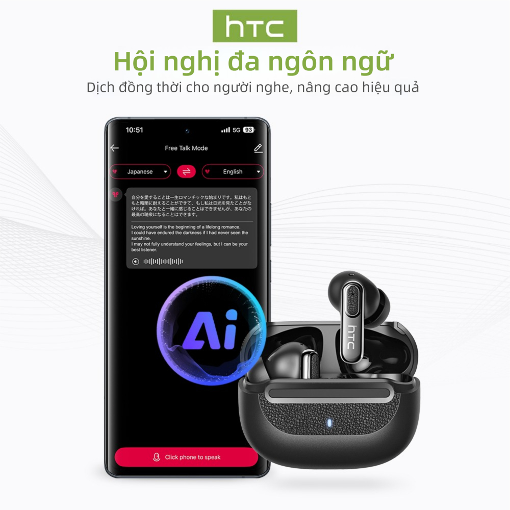 HTC NE60 Tai nghe dịch Tai nghe Bluetooth HIFI Tai nghe không dây tăng cường tiếng ồn IPX5 Tai nghe thể thao chống nước