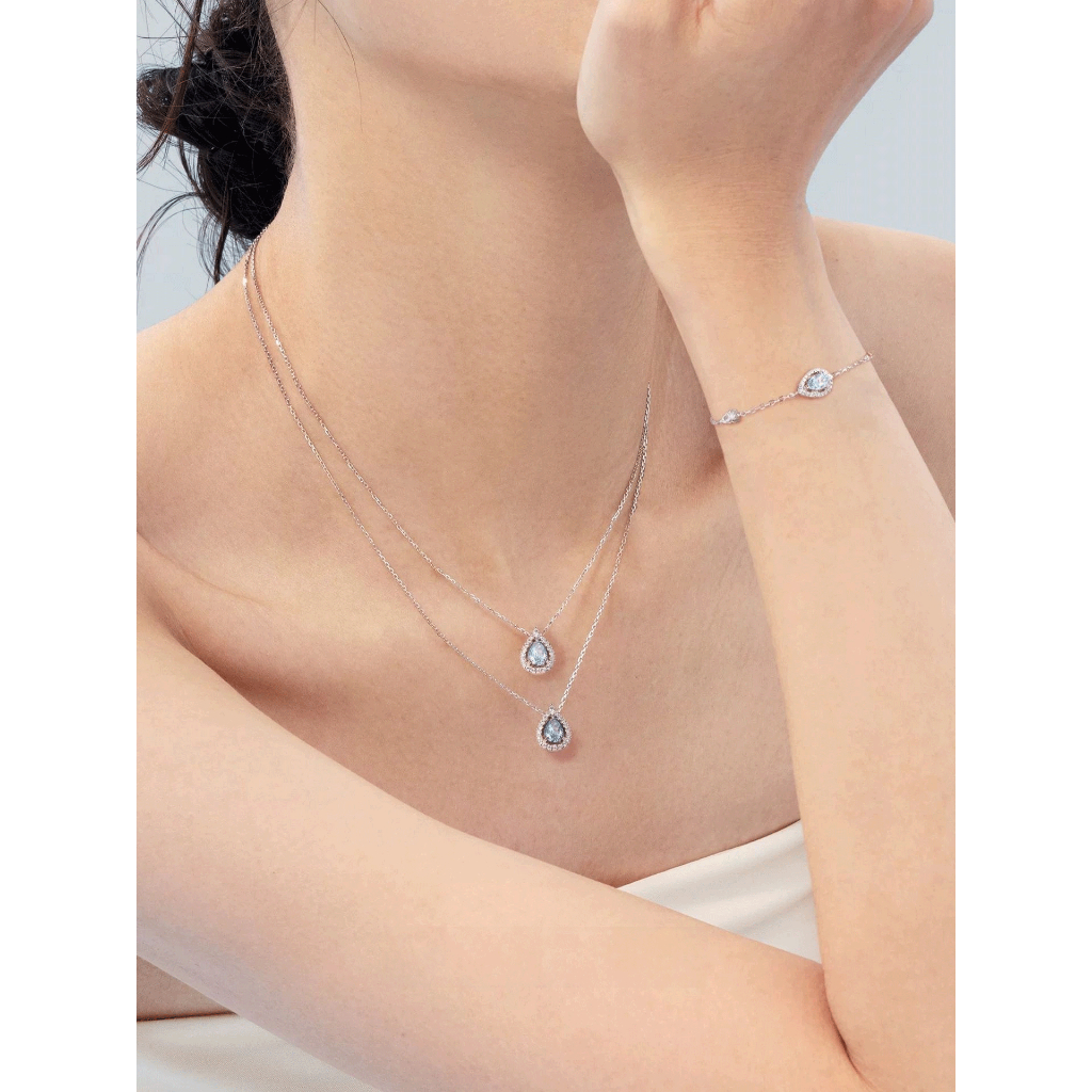 FANCIME Nước Mắt Xanh Vòng Cổ Trái Tim Đại Dương Bạc Sterling Mặt Dây Chuyền Ánh Sáng Sang Trọng Dainty Trang Sức Quà Tặng Sinh Nhật Cho Nàng
