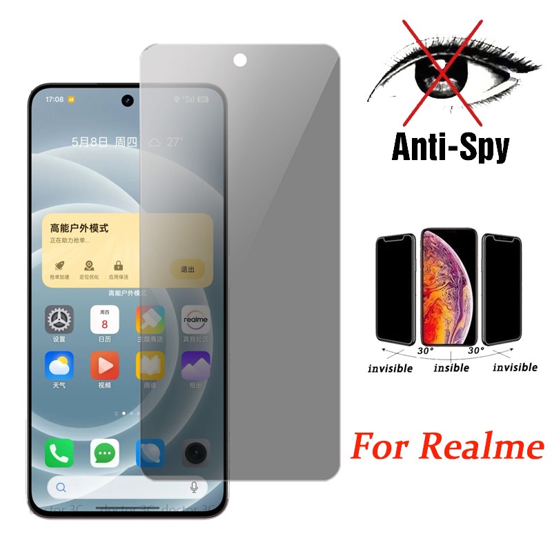 Kính Cường Lực Chống Nhìn Trộm Cho Realme Note 80 70 70T 60X 60 50 15 15T 15X 14 14T 14X 13 13+ 12X 12 12+ 11 11X 10 9 8 7 6 5 Pro 9i 8i 7i 6i 5i 5s Q 4G 5G 2026