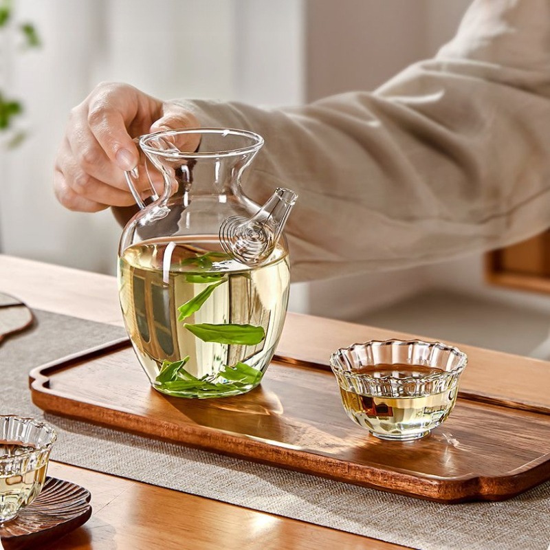 ✨Ấm trà thủy tinh Borosilicate cao có thể sưởi ấm 300ml có chậu trà hoa lọc
