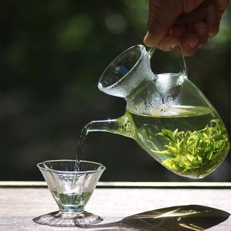 ✨Ấm trà thủy tinh Borosilicate cao có thể sưởi ấm 300ml có chậu trà hoa lọc