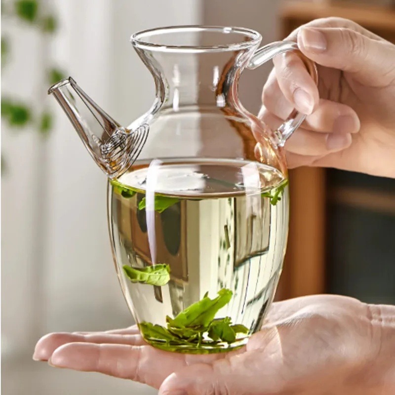 ✨Ấm trà thủy tinh Borosilicate cao có thể sưởi ấm 300ml có chậu trà hoa lọc
