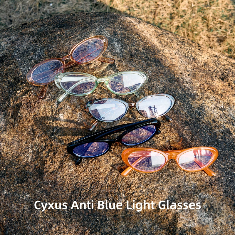 Cyxus Kính Chống Ánh Sáng Xanh Nữ Gọng Mắt Mèo Dày Giảm Mỏi Mắt Chống Tia UV Toàn Diện 8243