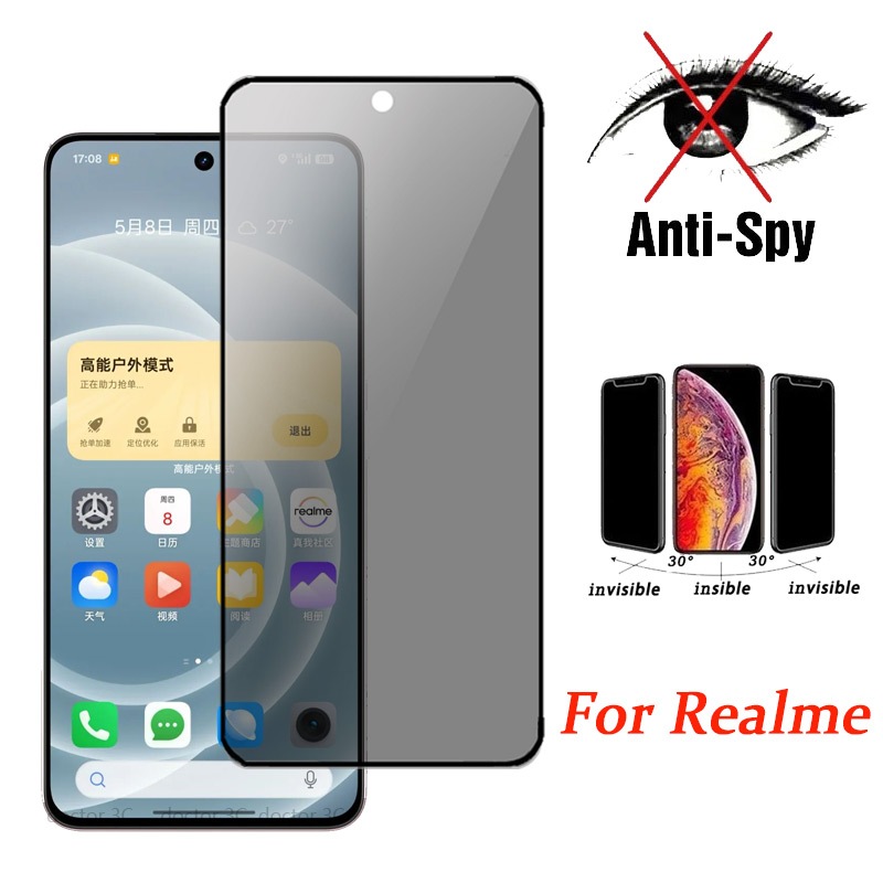 Kính cường lực chống vân tay full màn cho Realme real me Note 60 60X 50 14X 13 13+ 12 12+ 11 11X 10 9 8 7 6 5 Pro 10T 9i 8i 7i 6i 5i 5s Q Plus Pro+ 4G 5G 2023 2025