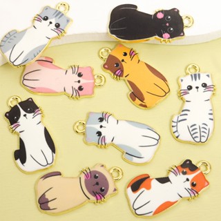 Q-Version Cat Styling Drip Oil Hợp kim - Bộ sưu tập trang sức mèo đáng yêu gồm 10 món như mặt dây chuyền, móc khóa và bông tai