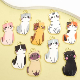 Q-Version Cat Styling Drip Oil Hợp kim - Bộ sưu tập trang sức mèo đáng yêu gồm 10 món như mặt dây chuyền, móc khóa và bông tai