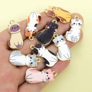 Q-Version Cat Styling Drip Oil Hợp kim - Bộ sưu tập trang sức mèo đáng yêu gồm 10 món như mặt dây chuyền, móc khóa và bông tai