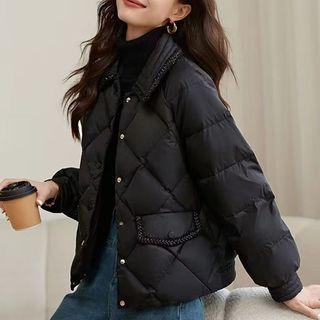 Áo khoác đệm ngắn mùa đông xuống Áo khoác đệm nhỏ phiên bản Hàn Quốc đi lại Áo khoác nhẹ dáng rộng 2026 Áo khoác đệm kim cương phong cách mới
