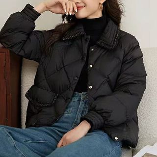 Áo khoác đệm ngắn mùa đông xuống Áo khoác đệm nhỏ phiên bản Hàn Quốc đi lại Áo khoác nhẹ dáng rộng 2026 Áo khoác đệm kim cương phong cách mới