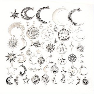 Mặt dây chuyền DIY handmade với họa tiết mặt trời, trăng và ngôi sao, phù hợp cho thủ công phát hiện