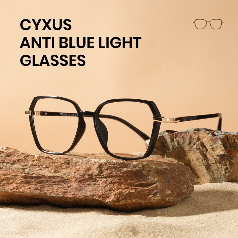 Cyxus Kính Chống Ánh Sáng Xanh Gọng Đa Giác TR90 Giảm Mỏi Mắt Bảo Vệ Mắt Máy Tính Văn Phòng Và Chơi Game 8233