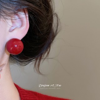 Bông Tai Ngọc Trai Lớn Màu Trắng và Đỏ - phụ kiện thời trang cho mọi ngày