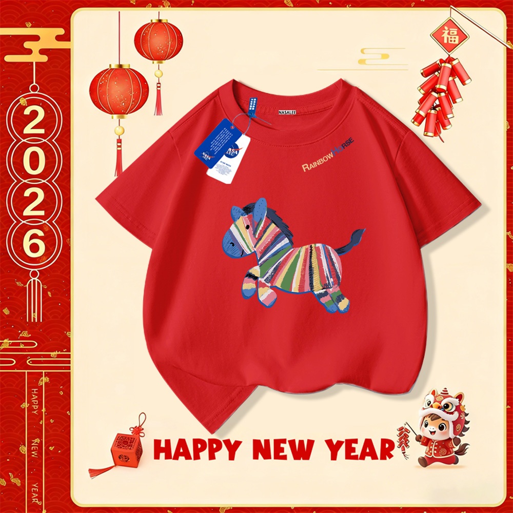 💥Xu hướng hot 2025 💥 Áo thun trẻ em NASA họa tiết năm Ngọ thời trang — Chất liệu cotton — Unisex — Giao hàng ngay