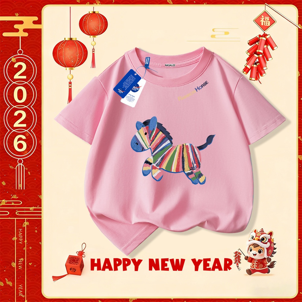 💥Xu hướng hot 2025 💥 Áo thun trẻ em NASA họa tiết năm Ngọ thời trang — Chất liệu cotton — Unisex — Giao hàng ngay