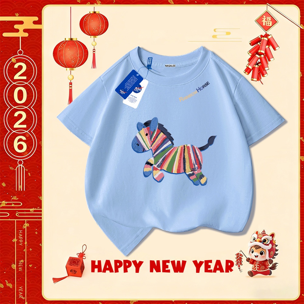 💥Xu hướng hot 2025 💥 Áo thun trẻ em NASA họa tiết năm Ngọ thời trang — Chất liệu cotton — Unisex — Giao hàng ngay