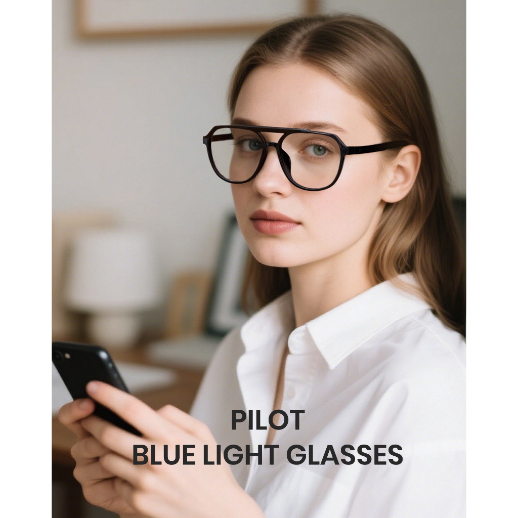 Cyxus Kính Aviator Unisex Chống Ánh Sáng Xanh Gọng Pilot Chất Liệu TR90 Retro Bảo Vệ Mắt Khi Dùng Máy Tính 8196
